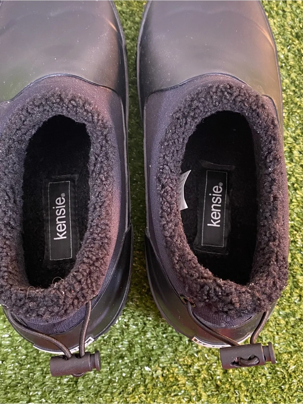 Kensie Carmella Duck Boots Women's Size 8 Winter Rain Clog Black Waterproof Fur